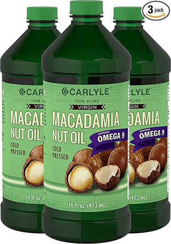 Carlyle Macadamia Nut Oil 3 Pack 16oz Cold Pressed